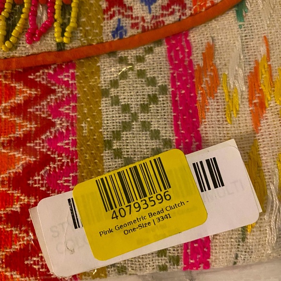 NWT Raj Imports Pink Geometric Bead Clutch - Picture 3 of 4